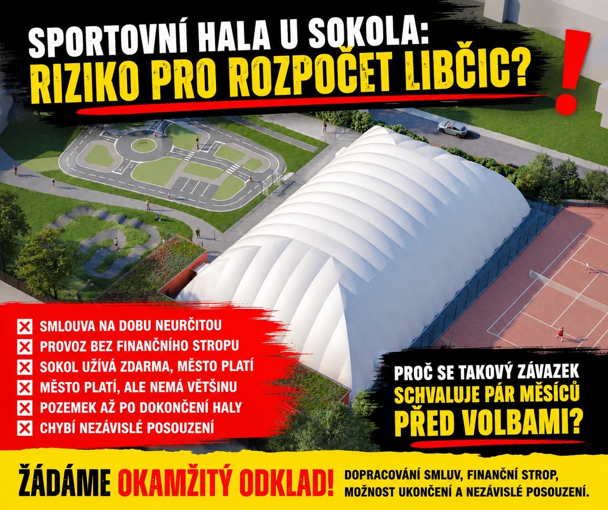 Sportovní hala u Sokola — riziko pro rozpočet Libčic